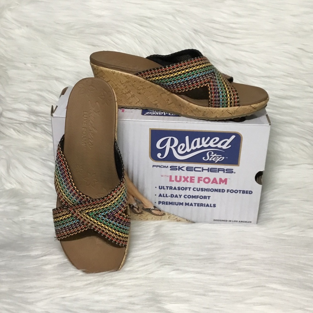 Skechers Cali Beverlee  Delighted Wedge Sandals, Multi, 9M - New in Box